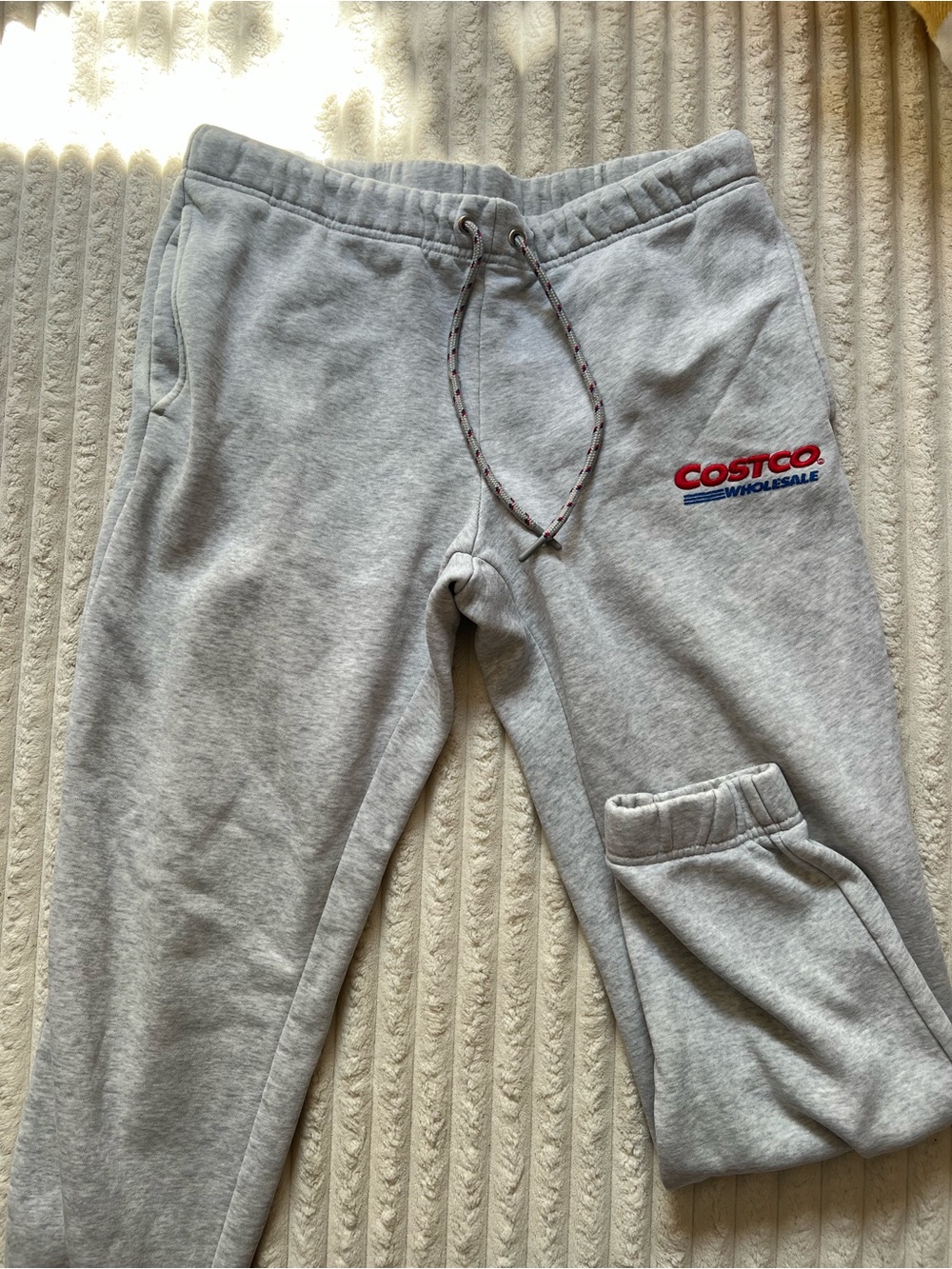 Costco Light Gray Women’s Sweatpants with Red and Blue Logo